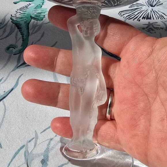 4 pc Bayel Crystal Frosted Bacchus Male Figure Champagne Glasses | See video - Picture 6 of 16